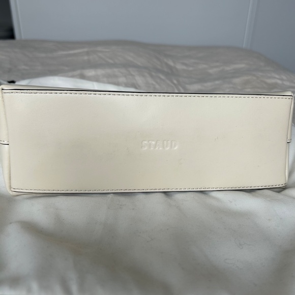 Staud leather & suede top handle bag in cream - Picture 4 of 5